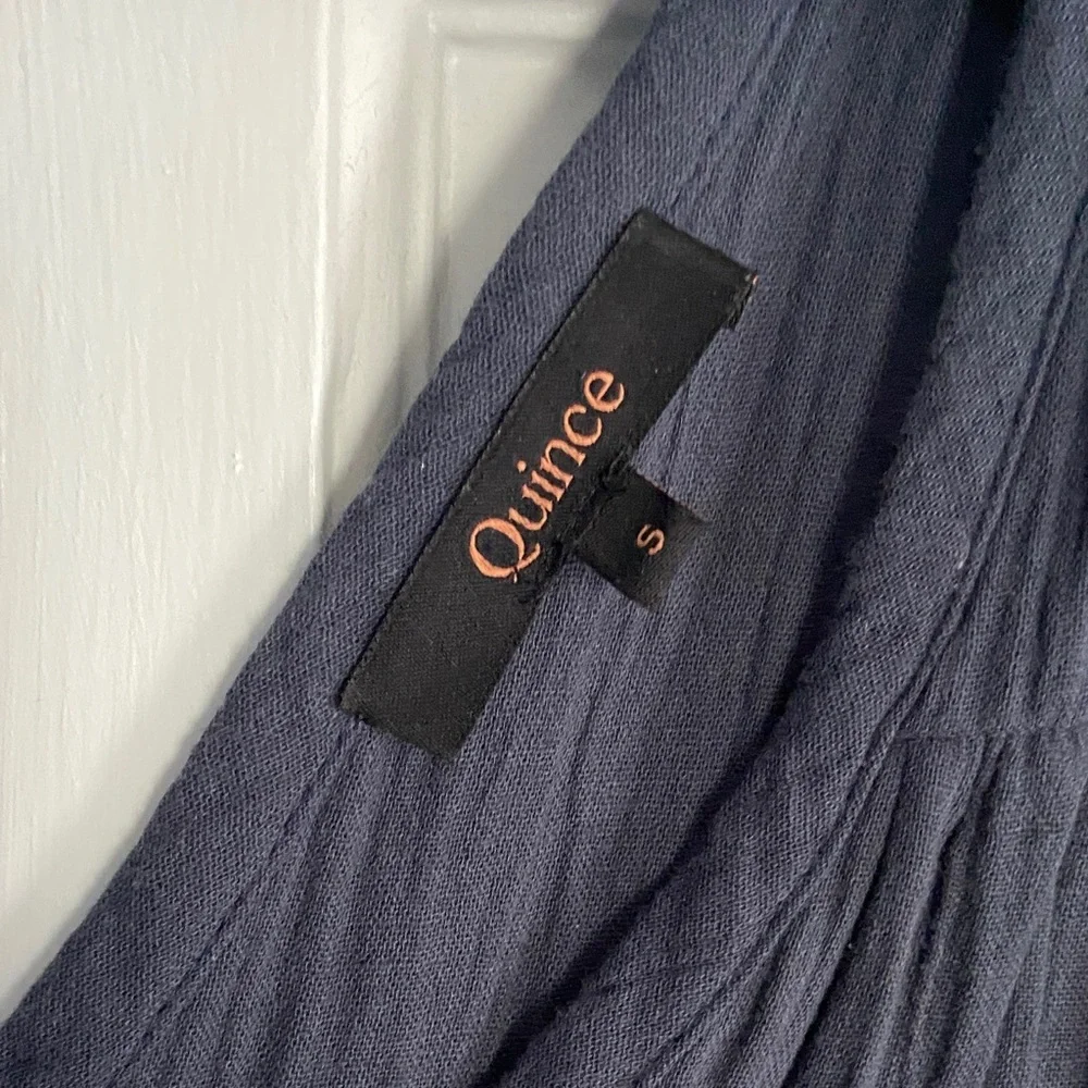 Quince Navy Tiered V-Neck Maxi Dress - Picture 3 of 4